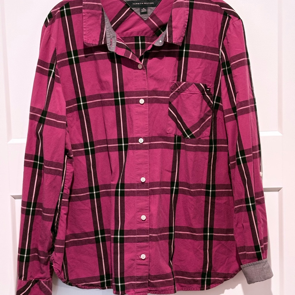 Tommy Hilfiger Purple/Pink Casual Button Down Shirt XL